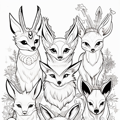 Image For Post | Eevee evolutions with Christmas decorations; fine lines and holiday themes. printable coloring page, black and white, free download - [Eevee Evolutions Coloring Pages: Adult, Kids, Pokemon Coloring](https://hero.page/coloring/eevee-evolutions-coloring-pages:-adult-kids-pokemon-coloring)