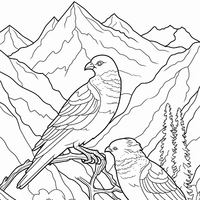 Image For Post Mountain top Bird's Home - Printable Coloring Page