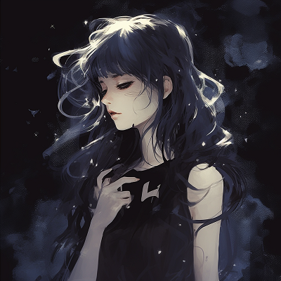 Image For Post | Character stargazing, with the starry sky softly reflected in his eyes, the use of light and dark creates a stark contrast. melancholic pfp selections - [Depressed Anime PFP Collection](https://hero.page/pfp/depressed-anime-pfp-collection)