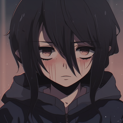 Image For Post | Close-up of an anime figure in the rain, clear droplets on the face, cool color tones and shadowing effect. depicted sadness in anime pfp - [Anime Sad Pfp Central](https://hero.page/pfp/anime-sad-pfp-central)