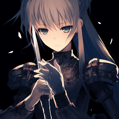 Image For Post | Saber in an intense battle pose, dynamic composition and attention to the movement. edgy anime pfp female characters - [Edgy Anime PFP Collection](https://hero.page/pfp/edgy-anime-pfp-collection)
