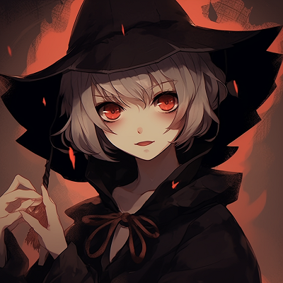 Image For Post | Anime character in ghoulish attire with hauntingly expressive eyes and noir tones. halloween pfp anime characters - [Halloween Anime PFP Spotlight](https://hero.page/pfp/halloween-anime-pfp-spotlight)