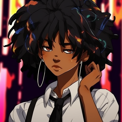 Image For Post | Black anime character featuring a highly detailed outfit, numerous colors and textures. creative black anime girl characters pfp - [Amazing Black Anime Characters pfp](https://hero.page/pfp/amazing-black-anime-characters-pfp)