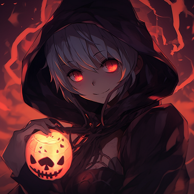 Image For Post | Anime cat girl in Halloween costume, plug suit-inspired apparel and warm pastel colors. anime halloween pfp style - [Anime Halloween PFP Collections](https://hero.page/pfp/anime-halloween-pfp-collections)