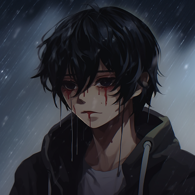 Image For Post | An emotional anime boy, partially hidden in shadows - low light with high contrast. anime boy sad pfp - [Sad PFP Anime](https://hero.page/pfp/sad-pfp-anime)