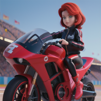 Image For Post Anime Art, Cool racing team, redhead girl in a racing jumpsuit and black-haired boy in a bomber jacket, at a futuristic