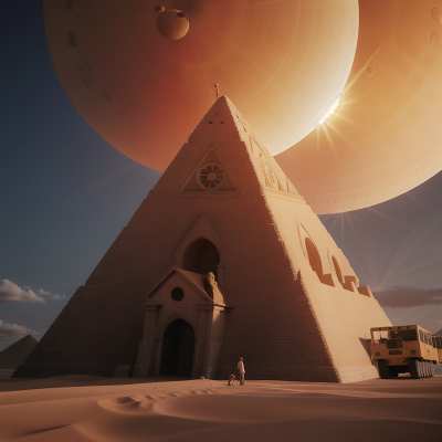 Image For Post Anime, sandstorm, cathedral, pyramid, solar eclipse, circus, HD, 4K, AI Generated Art