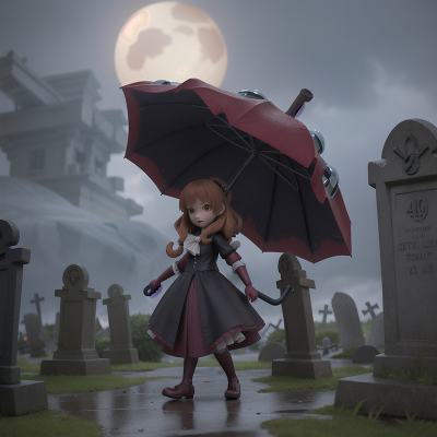 Image For Post Anime, haunted graveyard, umbrella, snow, shark, robot, HD, 4K, AI Generated Art