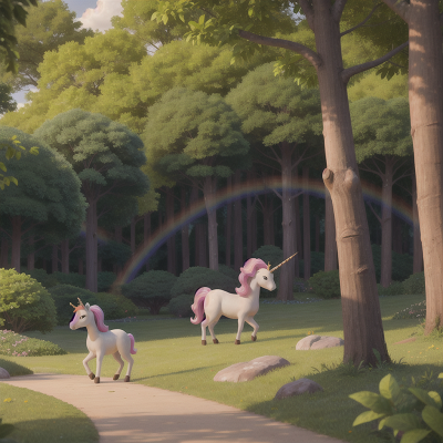 Image For Post Anime, park, rainbow, forest, kangaroo, unicorn, HD, 4K, AI Generated Art