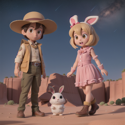 Image For Post Anime, drought, detective, desert, stars, rabbit, HD, 4K, AI Generated Art