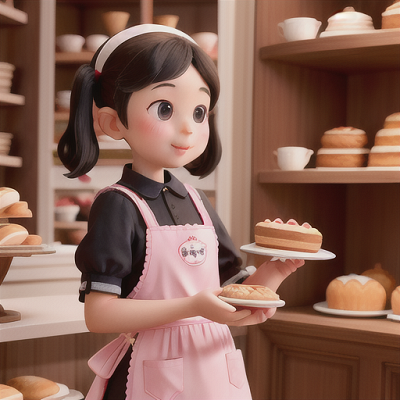 Image For Post | Anime, manga, Diligent young baker, playful black pigtails, bustling in a cozy bakery, carefully icing a splendid and ornate cake, shelves filled with delectable pastries and treats, cheerful apron with a cherry pattern, warm and inviting art style, an air of sweetness and passion - [AI Art, Raven's Wing Black Hair Anime ](https://hero.page/examples/raven's-wing-black-hair-anime-stable-diffusion-prompt-library)