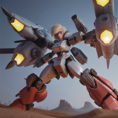 Image For Post | Anime, manga, Fearless mech pilot, platinum blonde hair in a short spiky style, in a high-tech battleground, expertly maneuvering their powerful mech, colossal robotic enemy on the horizon, form-fitting flight suit with neon highlights, intense color saturation and mech detailing, rapid action and palpable tension - [AI Art, Anime Running Swiftly Scene ](https://hero.page/examples/anime-running-swiftly-scene-stable-diffusion-prompt-library)