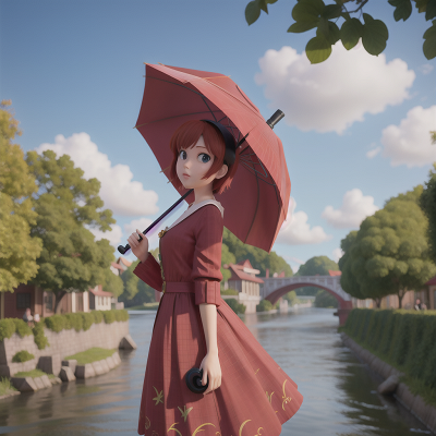 Image For Post Anime, suspicion, river, umbrella, park, virtual reality, HD, 4K, AI Generated Art