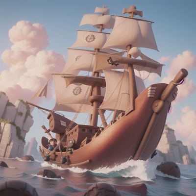 Image For Post Anime, pirate ship, bravery, surprise, sled, turtle, HD, 4K, AI Generated Art
