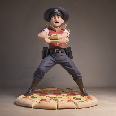 Image For Post Anime, police officer, shield, ninja, pizza, pyramid, HD, 4K, AI Generated Art