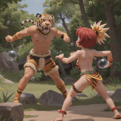 Image For Post Anime, bubble tea, tribal warriors, meteor shower, surprise, sabertooth tiger, HD, 4K, AI Generated Art