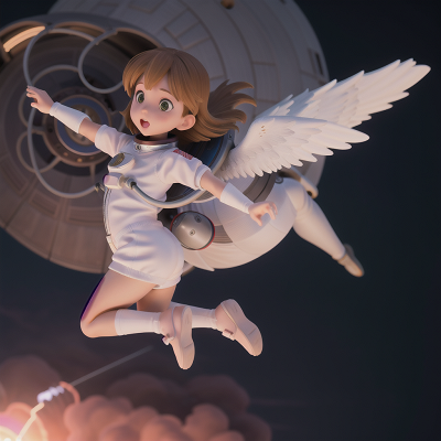 Image For Post Anime, jumping, moonlight, angel, astronaut, rocket, HD, 4K, AI Generated Art