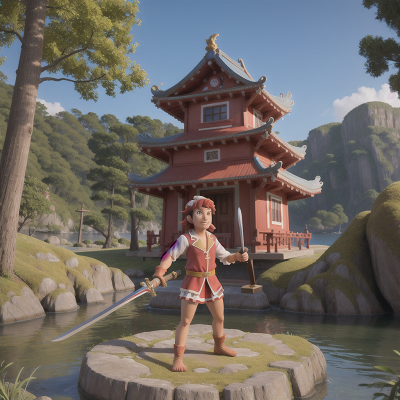 Image For Post Anime, island, temple, bigfoot, sword, circus, HD, 4K, AI Generated Art