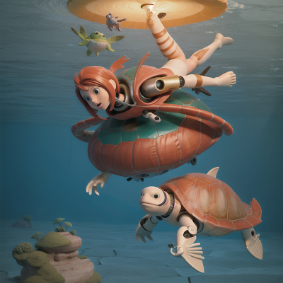 Image For Post Anime, turtle, swimming, robot, angel, tornado, HD, 4K, AI Generated Art