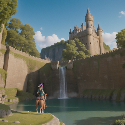 Image For Post Anime, medieval castle, crystal, centaur, waterfall, farmer, HD, 4K, AI Generated Art