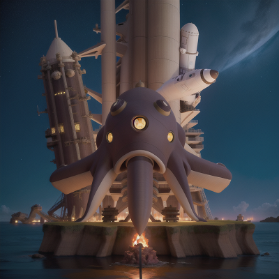 Image For Post Anime, earthquake, kraken, space shuttle, cathedral, princess, HD, 4K, AI Generated Art