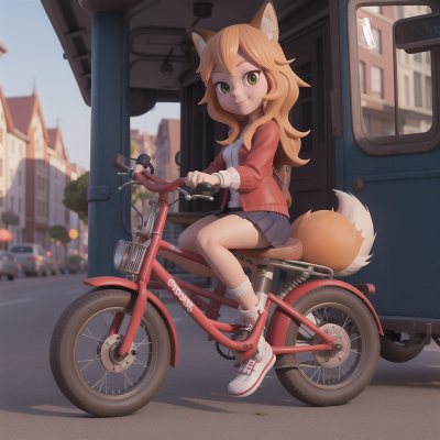 Image For Post Anime, bicycle, goblin, bus, romance, fox, HD, 4K, AI Generated Art