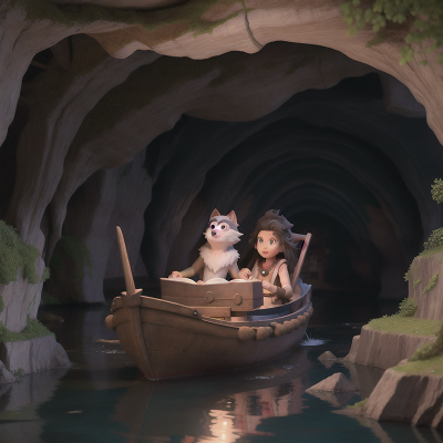 Image For Post Anime, museum, werewolf, cave, boat, book, HD, 4K, AI Generated Art