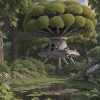 Image For Post Anime, spaceship, swamp, holodeck, force field, garden, HD, 4K, AI Generated Art