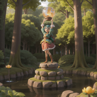 Image For Post Anime, statue, enchanted forest, drought, flying, sunrise, HD, 4K, AI Generated Art