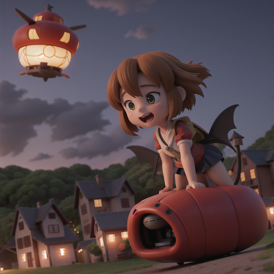 Image For Post Anime, village, hovercraft, force field, romance, demon, HD, 4K, AI Generated Art