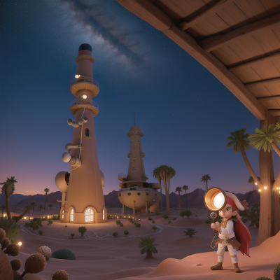 Image For Post Anime, desert oasis, telescope, space, tower, pirate, HD, 4K, AI Generated Art