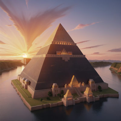 Image For Post Anime, sunrise, pyramid, river, crystal, maze, HD, 4K, AI Generated Art