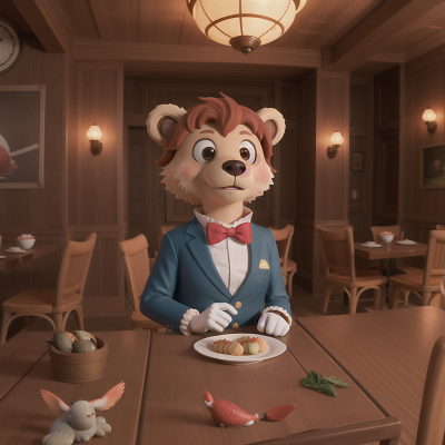 Image For Post Anime, griffin, bear, detective, seafood restaurant, holodeck, HD, 4K, AI Generated Art