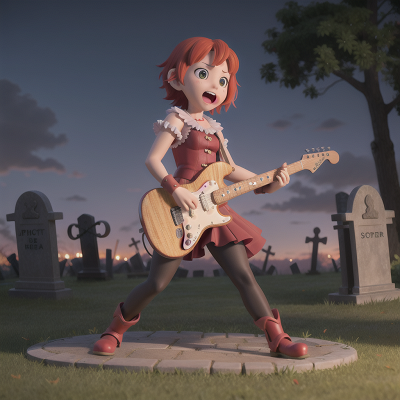 Image For Post Anime, surprise, haunted graveyard, electric guitar, gladiator, joy, HD, 4K, AI Generated Art