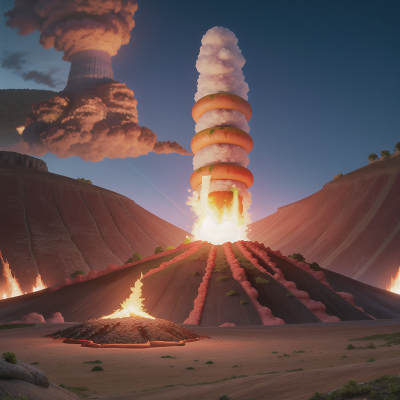 Image For Post Anime, train, queen, hot dog stand, volcanic eruption, elf, HD, 4K, AI Generated Art
