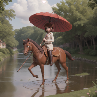 Image For Post Anime, river, umbrella, hail, museum, centaur, HD, 4K, AI Generated Art