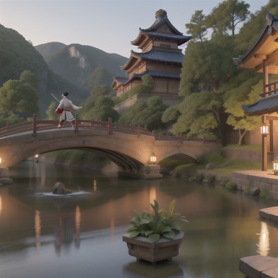 Image For Post Anime, map, samurai, bridge, dancing, cathedral, HD, 4K, AI Generated Art