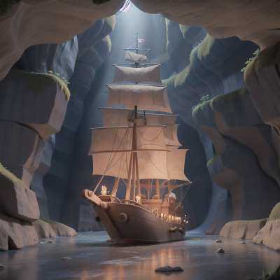 Image For Post Anime, cave, wizard's hat, joy, surprise, pirate ship, HD, 4K, AI Generated Art