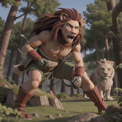 Image For Post Anime, forest, avalanche, cyborg, tribal warriors, lion, HD, 4K, AI Generated Art