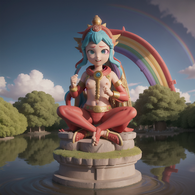 Image For Post Anime, statue, temple, rainbow, spaceship, tsunami, HD, 4K, AI Generated Art