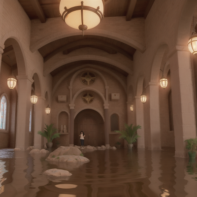 Image For Post Anime, treasure, coffee shop, flood, desert oasis, cathedral, HD, 4K, AI Generated Art