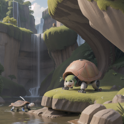 Image For Post Anime, hero, robotic pet, waterfall, doctor, turtle, HD, 4K, AI Generated Art