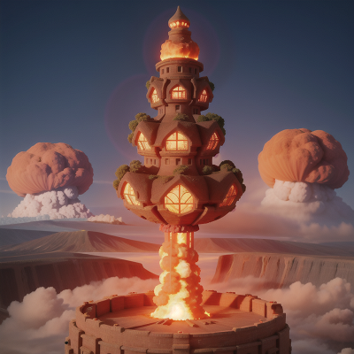 Image For Post Anime, tower, sandstorm, surprise, cursed amulet, volcanic eruption, HD, 4K, AI Generated Art
