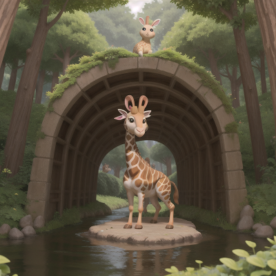 Image For Post Anime, magic portal, rabbit, monkey, giraffe, river, HD, 4K, AI Generated Art