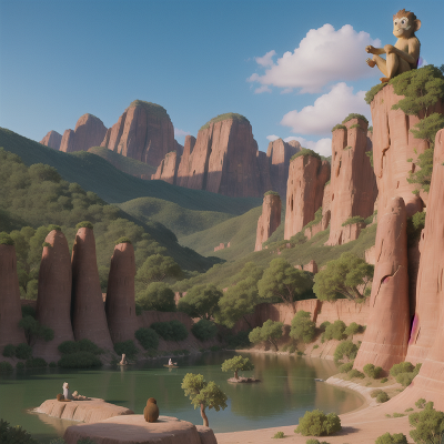 Image For Post Anime, mountains, forest, monkey, desert oasis, angel, HD, 4K, AI Generated Art