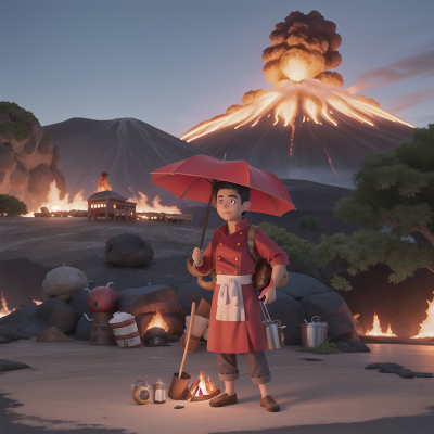 Image For Post Anime, umbrella, firefighter, volcano, chef, treasure, HD, 4K, AI Generated Art