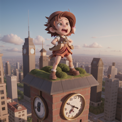 Image For Post Anime, crying, skyscraper, troll, jumping, clock, HD, 4K, AI Generated Art