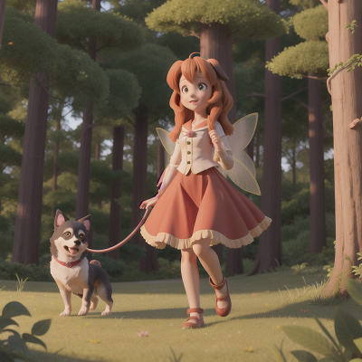 Image For Post Anime, virtual reality, fairy, dog, sunset, forest, HD, 4K, AI Generated Art