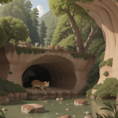 Image For Post Anime, musician, tiger, forest, bakery, cave, HD, 4K, AI Generated Art