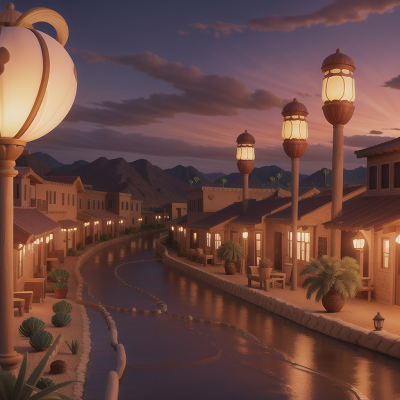 Image For Post Anime, desert oasis, tornado, carnival, river, lamp, HD, 4K, AI Generated Art